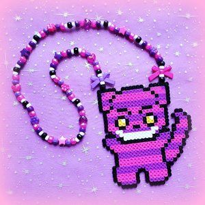 COPY - Cheshire Cat Perler Bead Rave Kandi Necklace